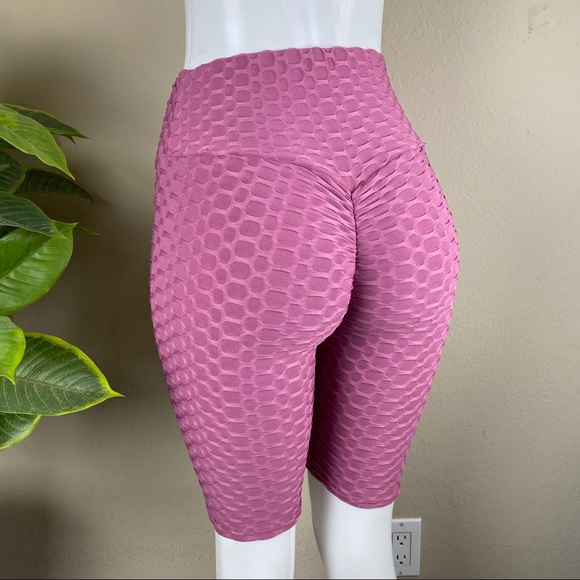 Active Wear Honeycomb Textured Bike Shorts - Picture 6 of 8